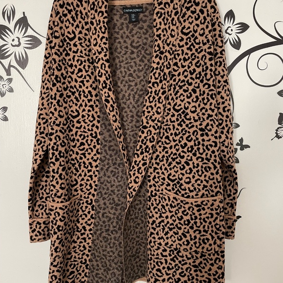 Cynthia Rowley Long Open Front Leopard Print Jacket - Women's M - Picture 14 of 15